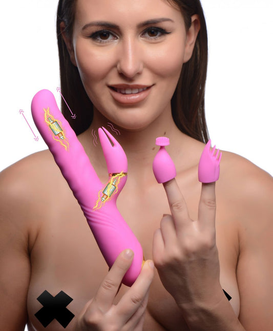 VersaMax 10X Thrusting Vibrator with 3 Clitoral Attachments 