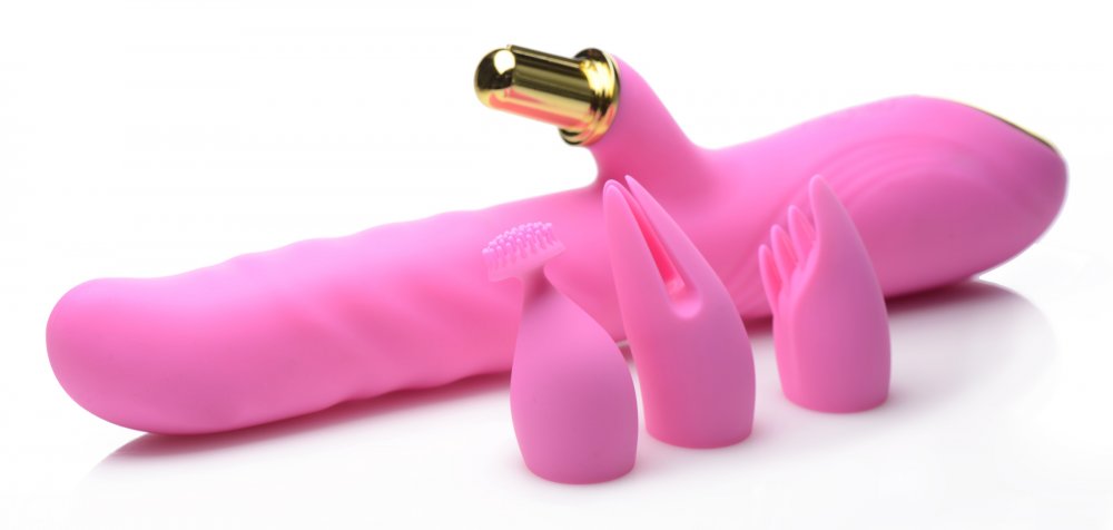 VersaMax 10X Thrusting Vibrator with 3 Clitoral Attachments 