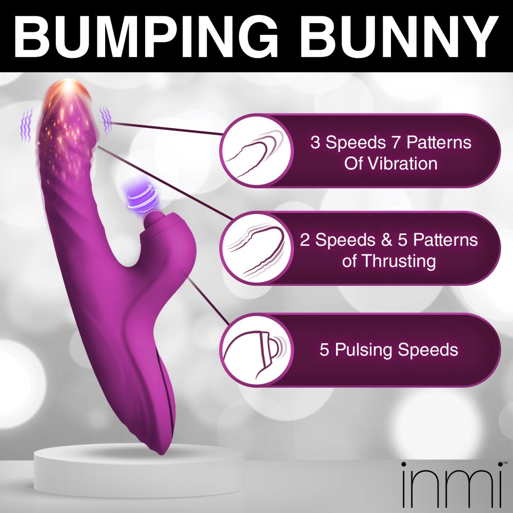 Bumping Bunny Thrusting & Pulsing Silicone Rabbit Vibrator 