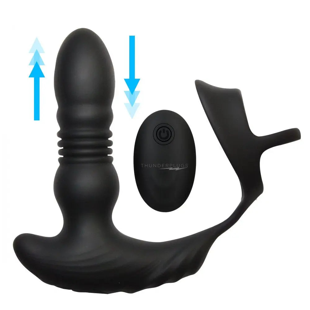 Thrusting Prostate Vibrator with Cock and Ball Ring and Remote  Prostate Play