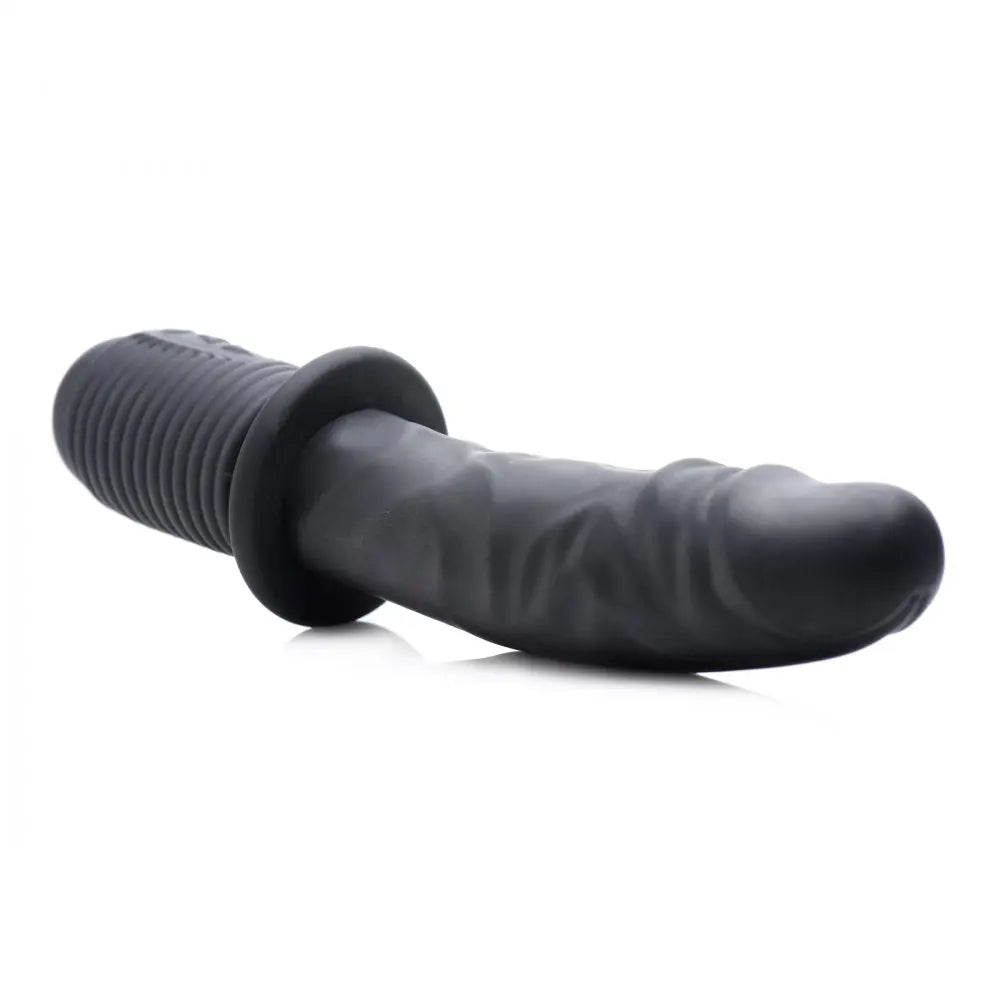 Power Pounder Vibrating and Thrusting Silicone Dildo - Black  Vibrating Toys