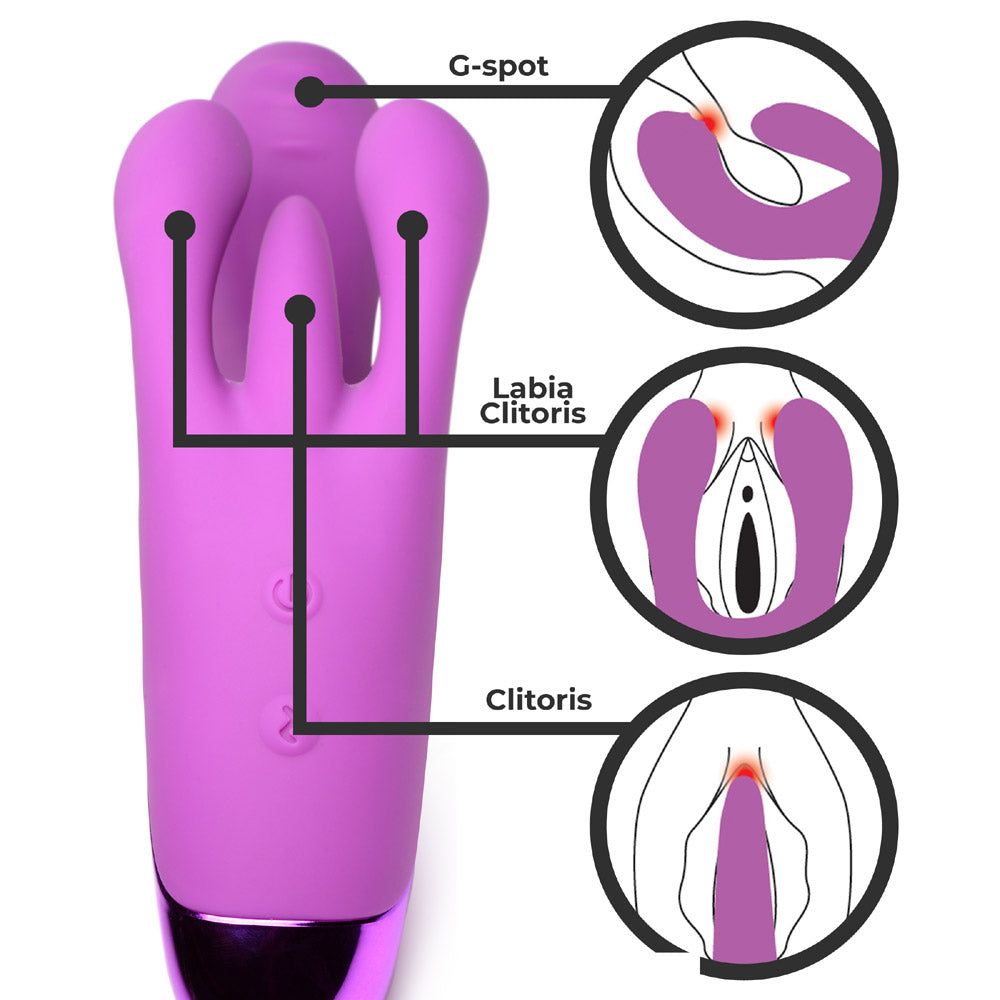 10X Triple Rabbit Silicone Vibrator - Purple 