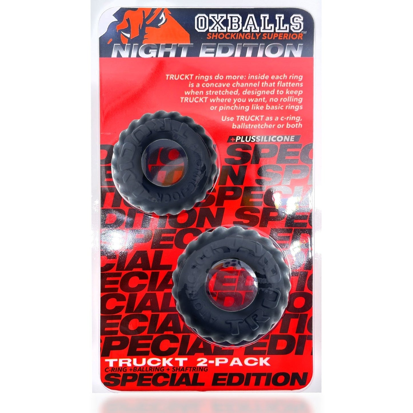 TRUCKT, 2-piece cockring - PLUS+SILICONE special edition - NIGHT OXBALLS