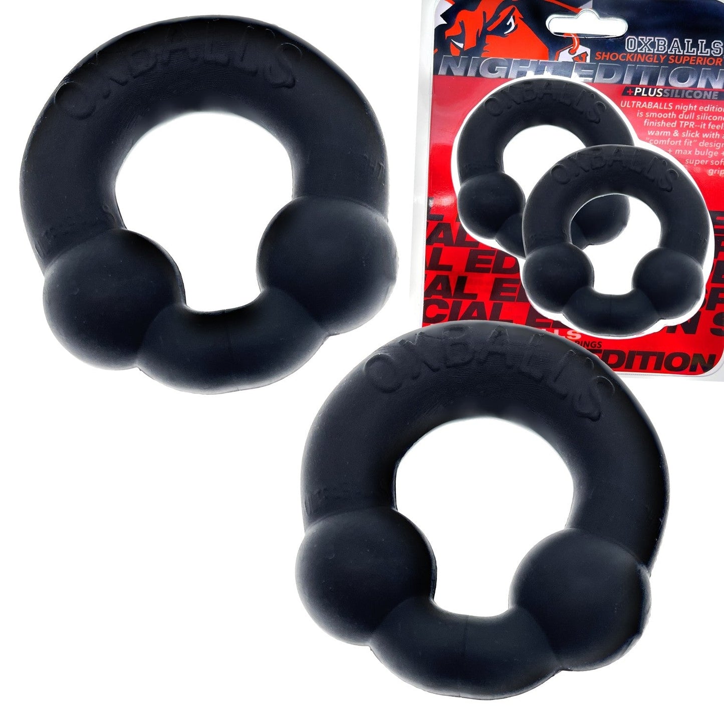 ULTRABALLS, 2-pack cockring - PLUS+SILICONE special edition - NIGHT 