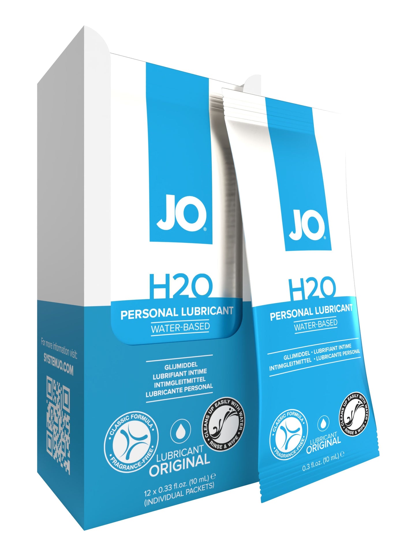 JO H2O Foil Display Box - Original - Lubricant 0.34 floz / 10 mL 