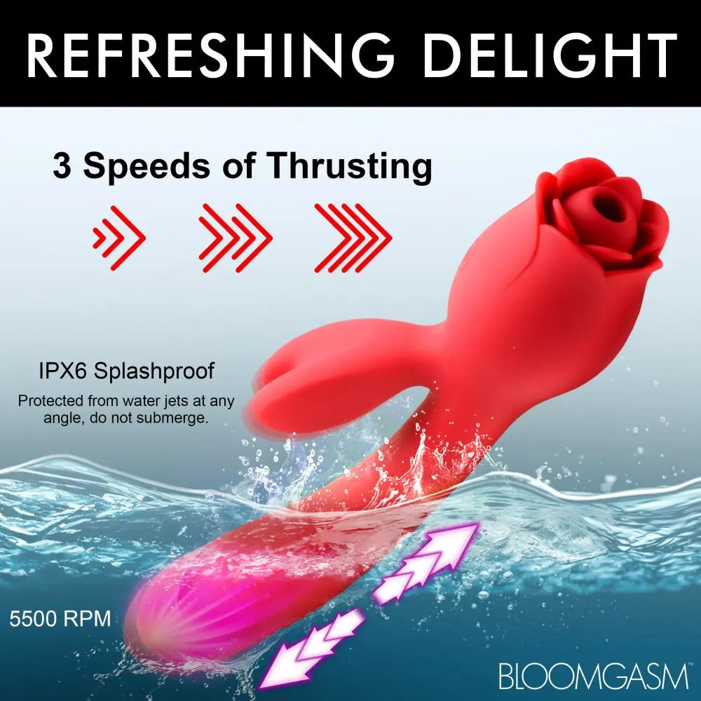 Blooming Bunny Sucking and Thrusting Silicone Rabbit Vibrator  Nipple and Clit Toys