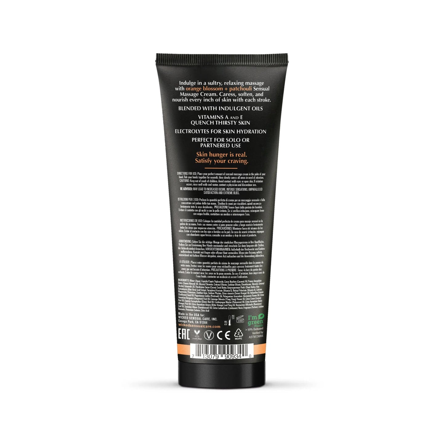 Orange Blossom + Patchouli Massage Cream 4oz  Lubes