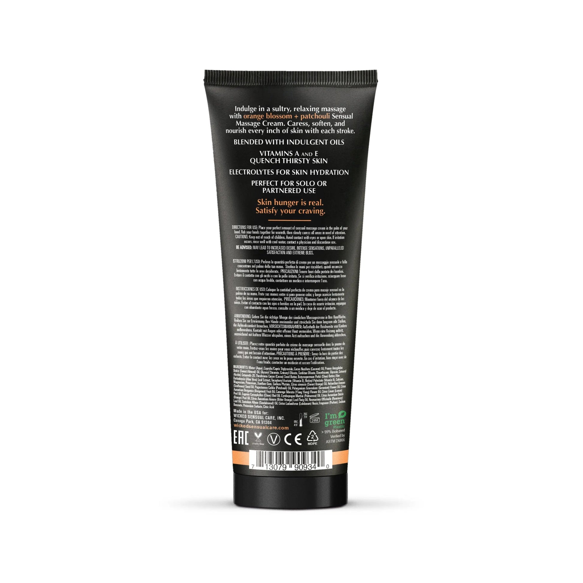 Orange Blossom + Patchouli Massage Cream 4oz  Lubes