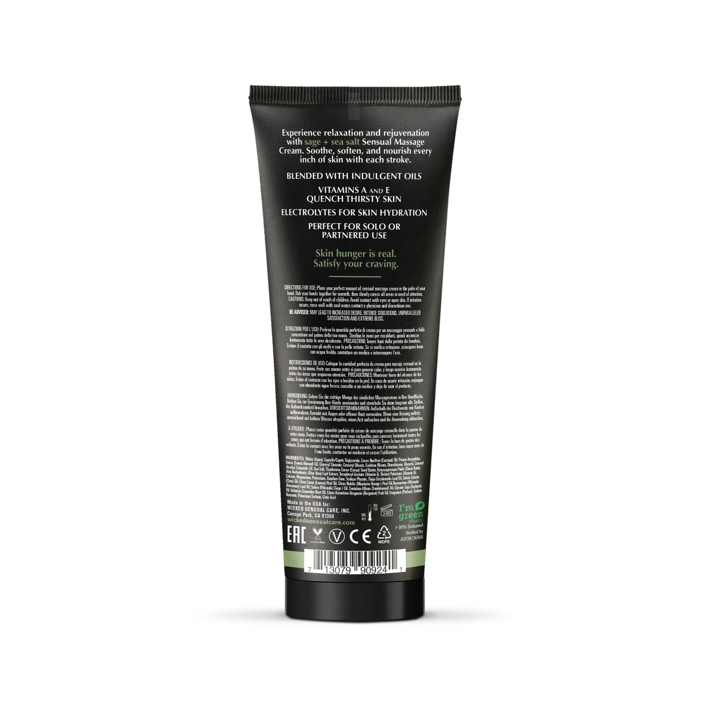Sage + Sea Salt Massage Cream 4oz  Lubes