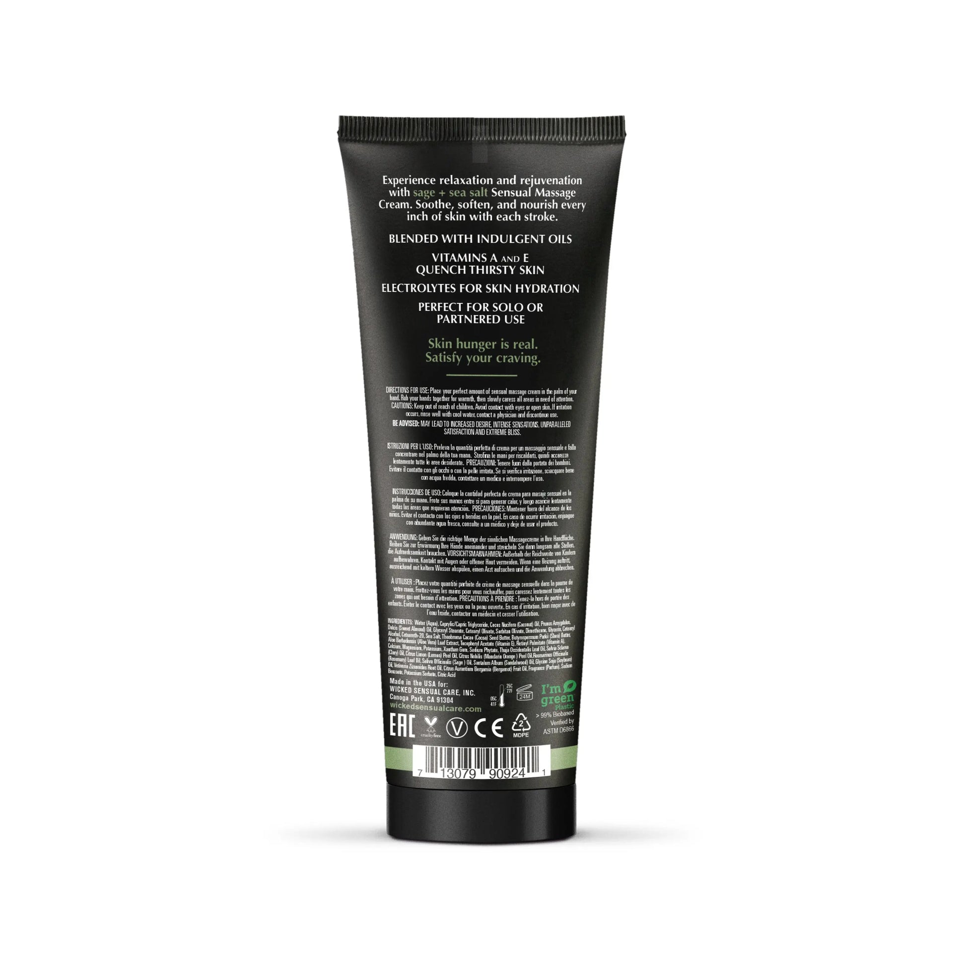 Sage + Sea Salt Massage Cream 4oz  Lubes