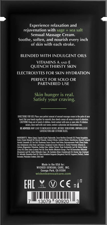 Sage + Sea Salt Massage Cream .34oz  Lubes