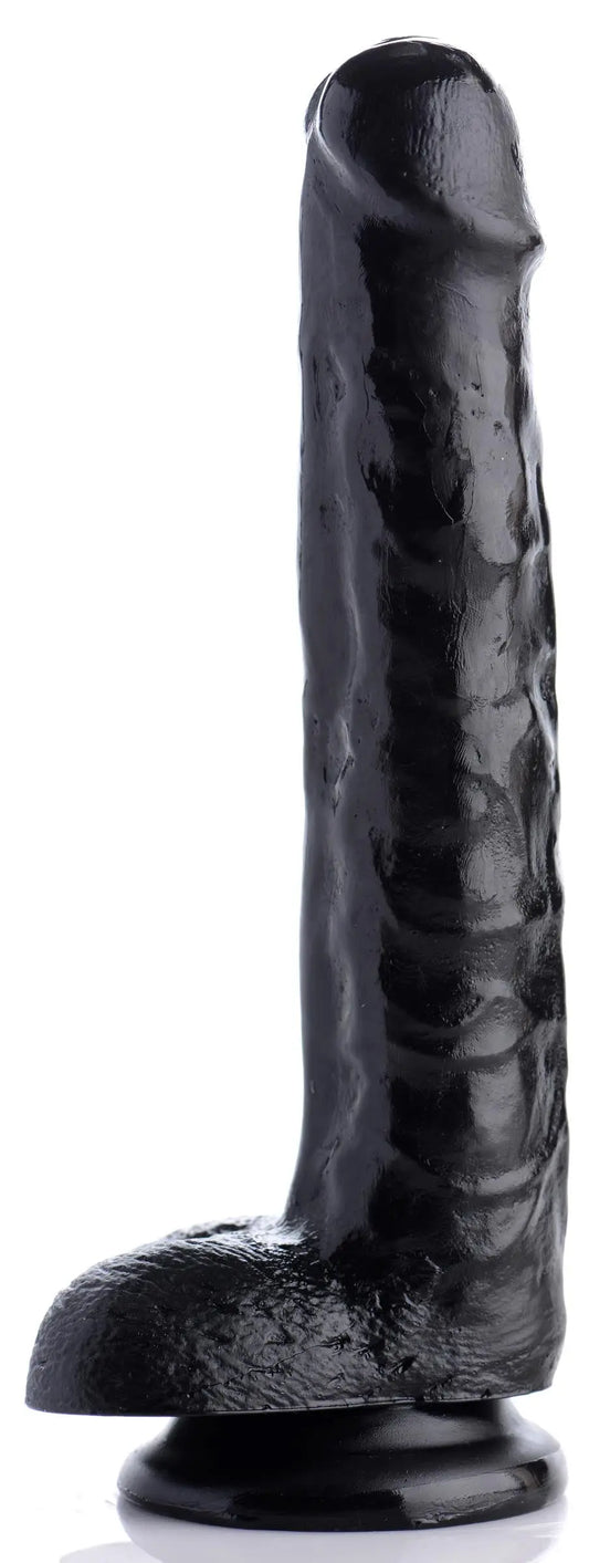 8 Inch Slim Dildo with Balls- Black