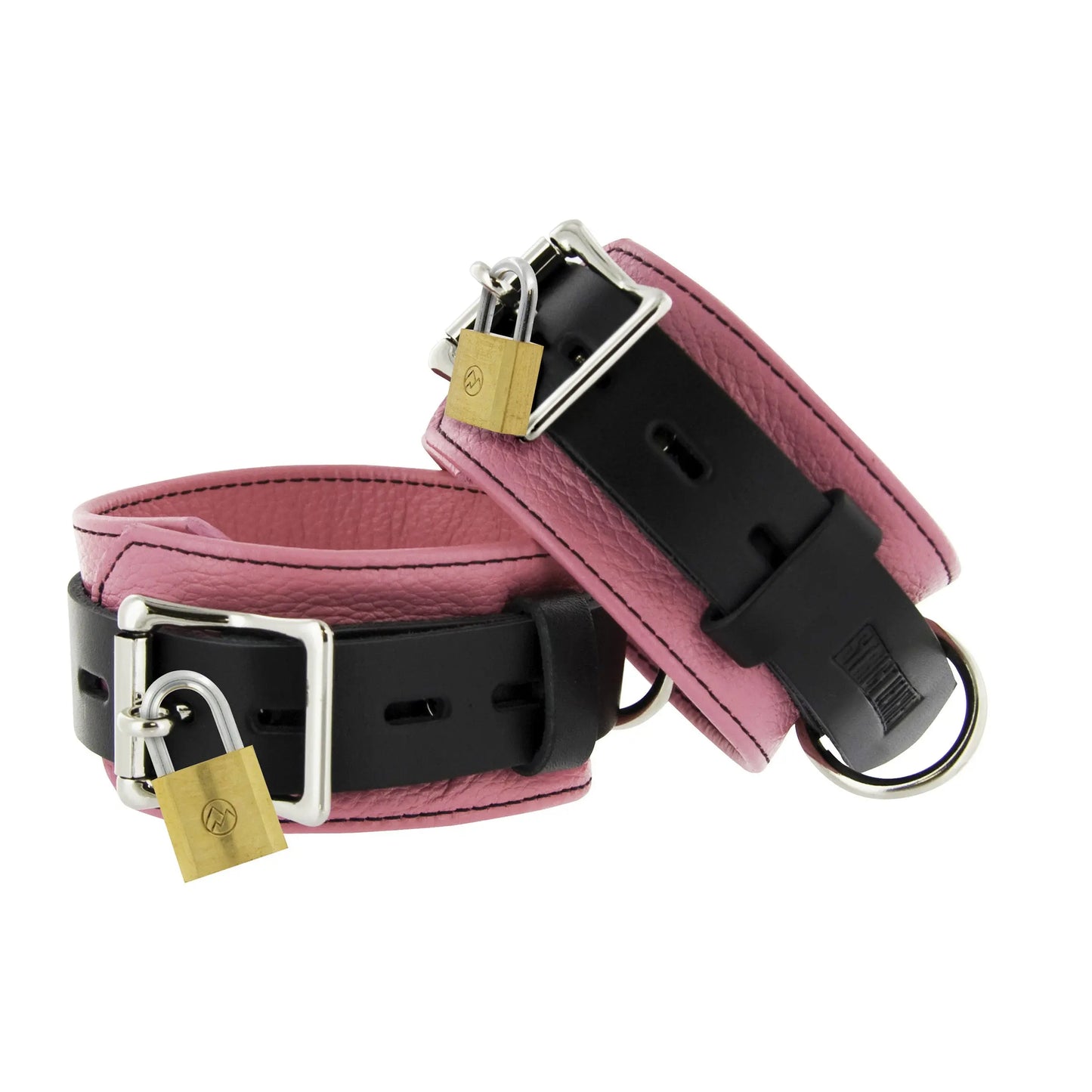 Strict Leather Pink and Black Deluxe Locking Ankle Bondage Cuffs