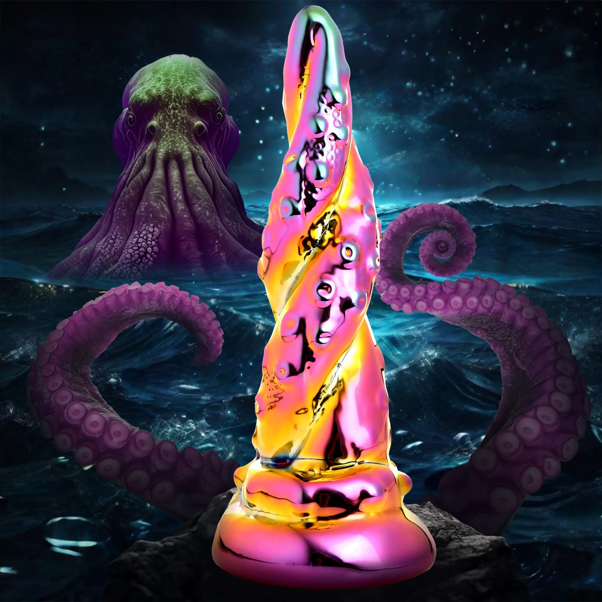 Enchantress Rainbow Glass Dildo Octopus Anal Sex Toy