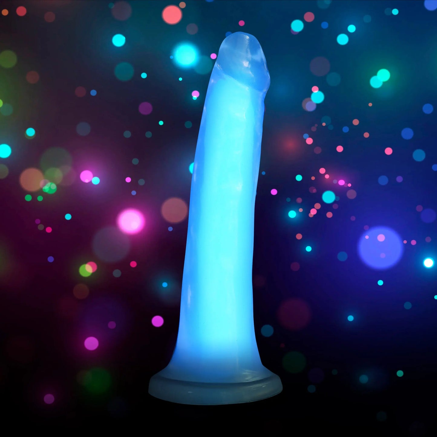 7 Inch Glow-in-the-Dark Silicone Dildo - Blue